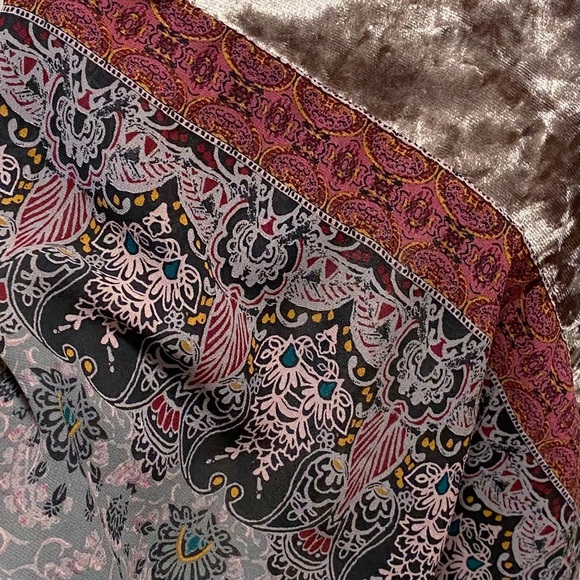 Knox Rose Boho Peasant Blouse XL Velvet Paisley Tassels Statement Sleeves Fairy - Picture 12 of 15
